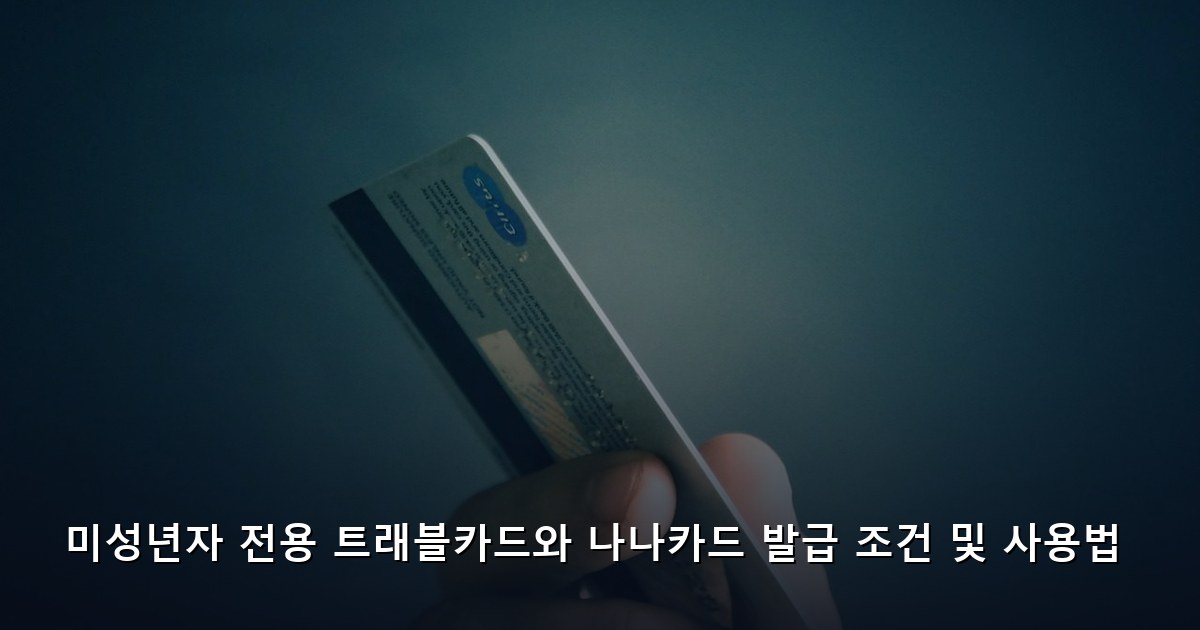 미성년자 전용 트래블카드와 나나카드 발급 조건 및 사용법