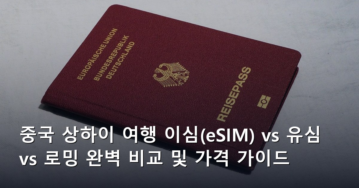 중국 상하이 여행 이심(eSIM) vs 유심 vs 로밍 완벽 비교 및 가격 가이드